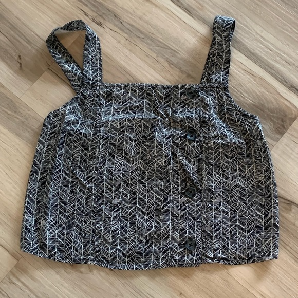 BP Black & White Printed Crop Tank Top - Size XXS - Picture 1 of 5